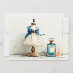 1st Birthday Blue Couture Perfume Theme Invitation