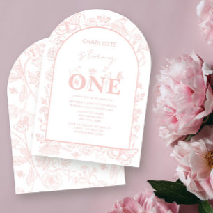 1st Birthday Blush Pink Floral Is Turning One Invitation