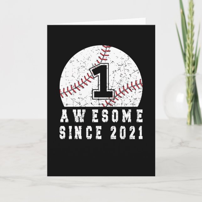 1st Birthday Born In 2021 Baseball Boy 1 Year Old Card (Front)