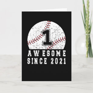 1st Birthday Born In 2021 Baseball Boy 1 Year Old Card