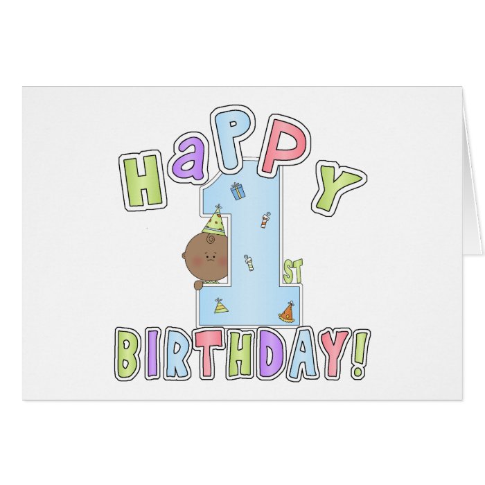 1st Birthday Boy,African American Greeting Card