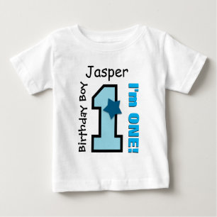 1st Birthday Boy BLUE One Year Custom Name A03 Baby T-Shirt