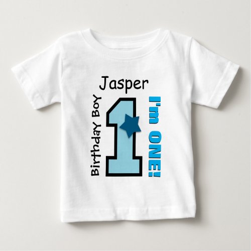 1st Birthday Boy BLUE One Year Custom Name A03 Baby T_Shirt