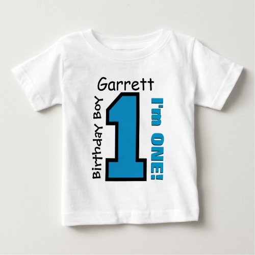 1st Birthday Boy BLUE One Year Custom Name V007A Baby T_Shirt