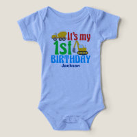 1st Birthday Boy Construction Vehicle Party Infant T-shirt