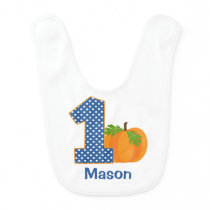 1st Birthday Boy Fall Pumpkin Personalized Baby Bib 1st Birthday Boy Fall Pumpkin Personalized Baby Bib