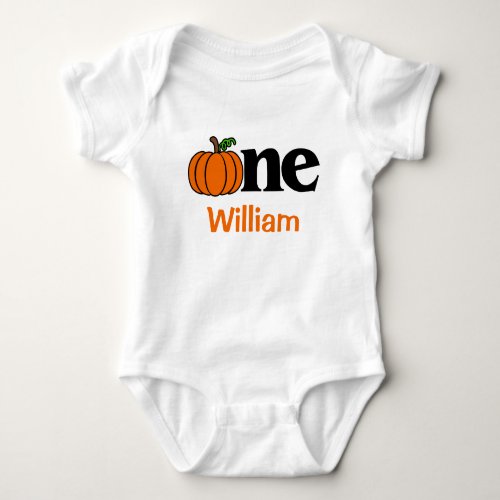 1st Birthday Boy Fall Pumpkin Personalized Baby Bodysuit