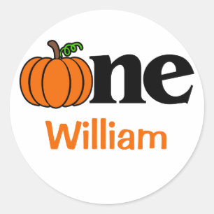 1st Birthday Boy Fall Pumpkin Personalized Classic Round Sticker