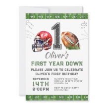 1st Birthday Boy Football Invitation Editable