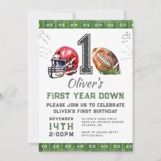 1st Birthday Boy Football Invitation Editable