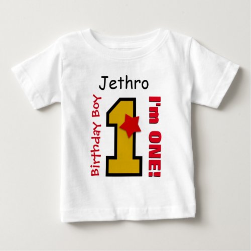 1st Birthday Boy GOLD One Year Custom Name A04 Baby T_Shirt