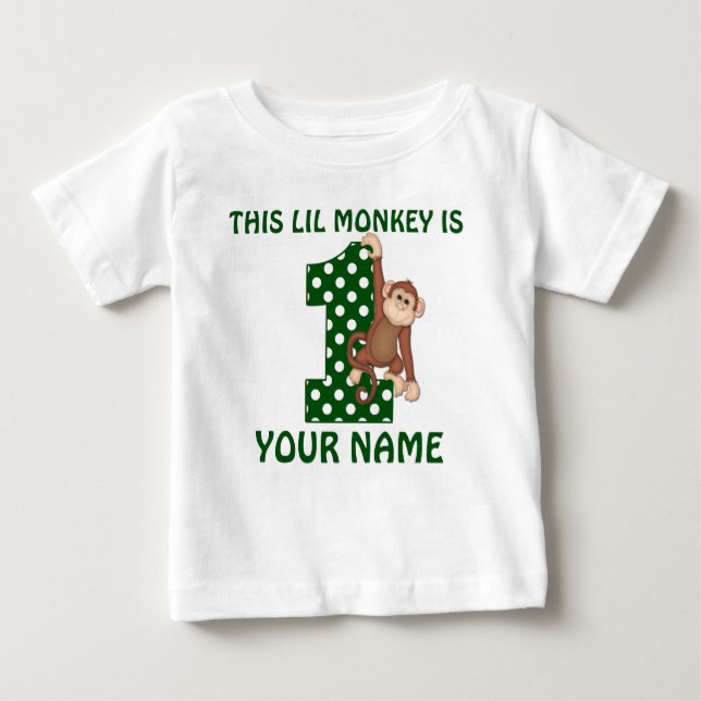 1st Birthday Boy Monkey Personalized Shirt (Front)