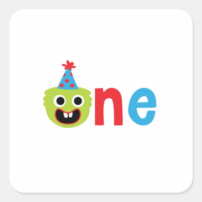 1st Birthday Boy Monster Party Theme  Square Sticker (Front)