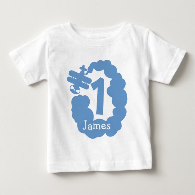 1st Birthday boy | Personalized airplane t shirt (Front)
