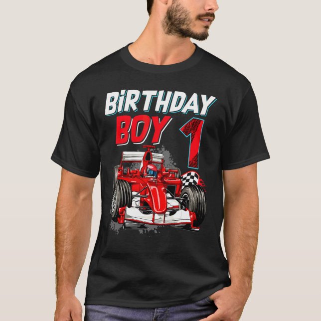 1st Birthday Boy Racing Car 1 Year Old Kids T-Shirt (Front)