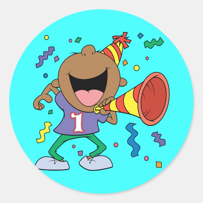 1st Birthday Boy Round Stickers