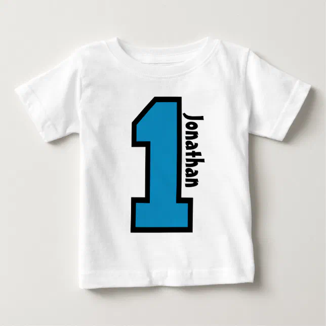 7.ファーストバースデー男の子 1st Birthday Boy Sports Number One Year V007A Baby T-Shirt | Zazzle