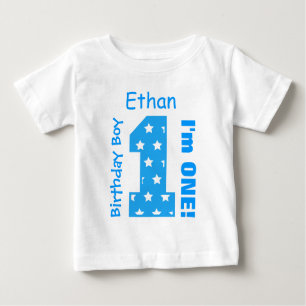 1st Birthday Boy STARS One Year Custom Name V03A Baby T-Shirt