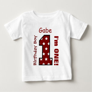 1st Birthday Boy STARS One Year Custom Name V03C Baby T-Shirt