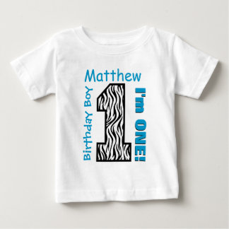 1st Birthday Boy Zebra One Year Custom Name V005 Baby T-Shirt