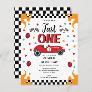 1st Birthday Boy's Racing Car Party Invitation