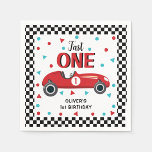 1st Birthday Boy's Red Racing Car Party Napkins