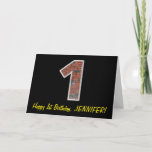 [ Thumbnail: 1st Birthday - Brick Wall Pattern "1" W/ Name Card ]