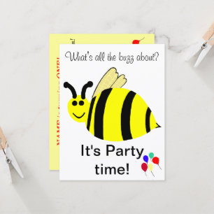 1st Birthday Bumble Bee Balloons Invitation