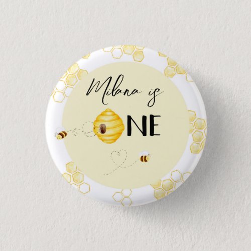 1st birthday Bumble bee day birthday Button