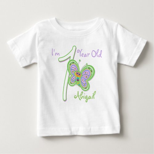 1st Birthday Butterfly Baby T_Shirt