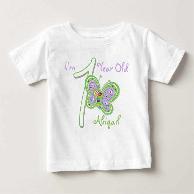 1st Birthday Butterfly Baby T-Shirt (Front)