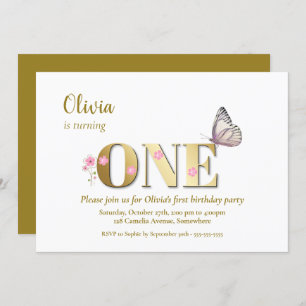 1st Birthday Butterfly Party Invitation