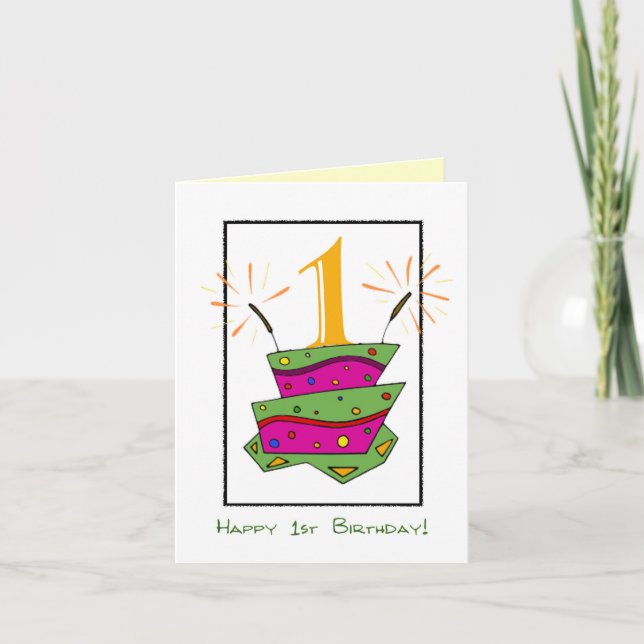 1st Birthday Cake Card (Front)