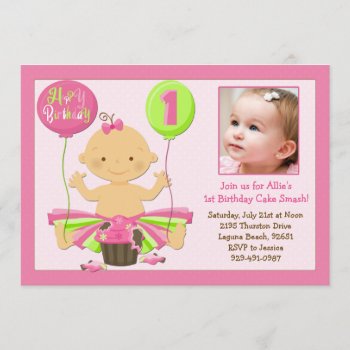 1st Birthday Cake Smash Party Invitation by eventfulcards at Zazzle