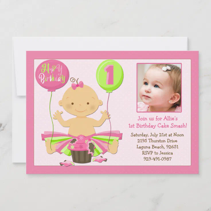 1st Birthday Cake Smash Party Invitation | Zazzle