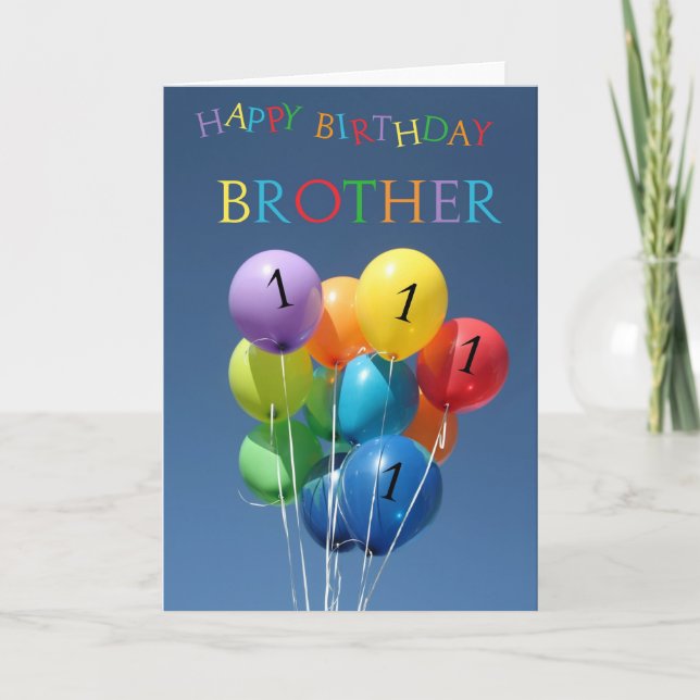 1st Birthday Card colored balloons Brother (Front)
