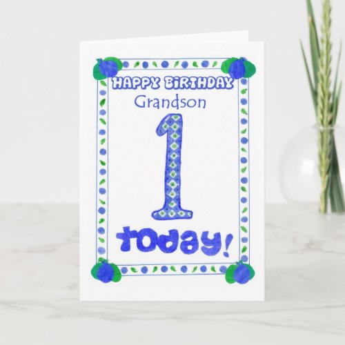 1st Birthday Card for a Boy Grandson