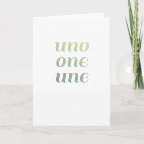 1st Birthday Card Green Ombre Uno One Une