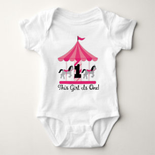 1st Birthday Carousel This Girl Is One Tshirt