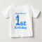 1st birthday cartoon, in blue. Custom Name.