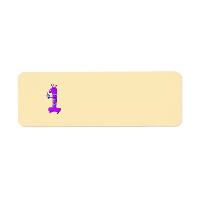 1st Birthday. Cartoon in Purple. Label (Front)