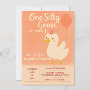 1st Birthday Celebration - One Silly Goose Girl Invitation