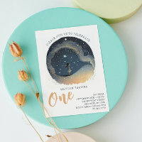 1st Birthday Celestial Star Watercolor Girl Photo