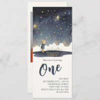 1st Birthday Celestial Stars Watercolor Boy Modern