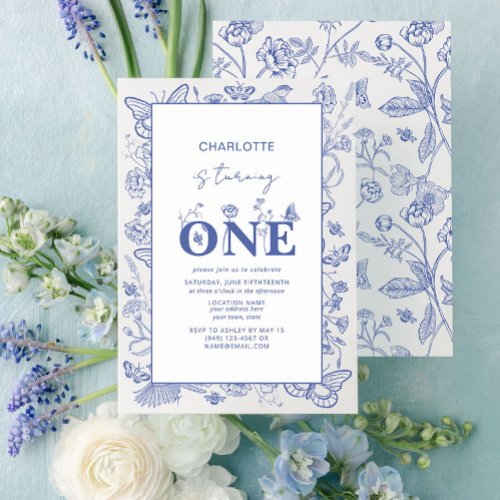 1st Birthday Chinoiserie Blue Is Turning One Invitation