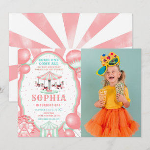1st Birthday Circus Photo Invitation