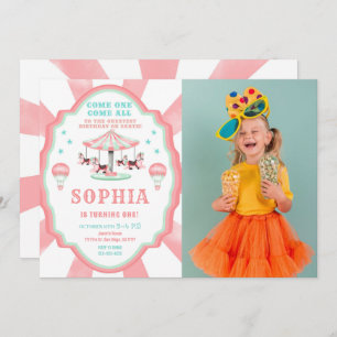 1st Birthday Circus Photo Invitation