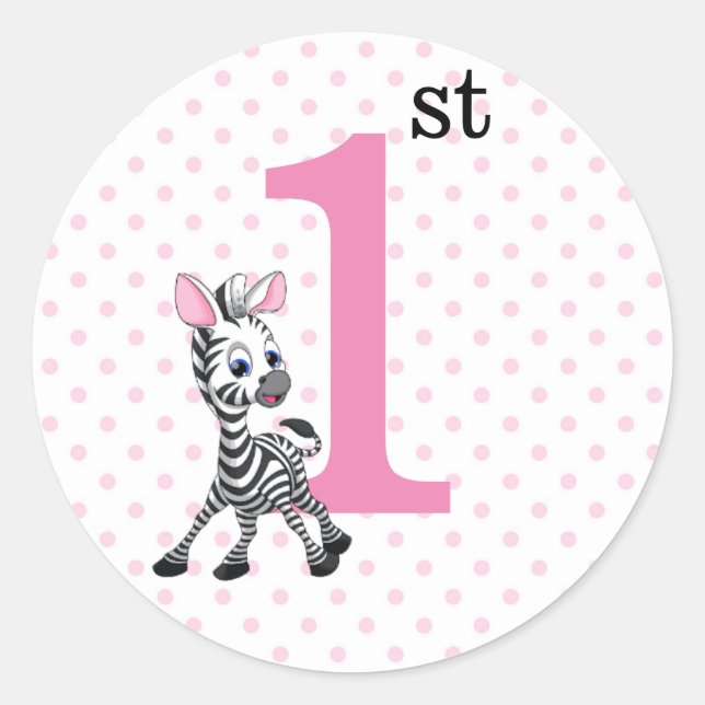 1st Birthday Classic Round Sticker (Front)