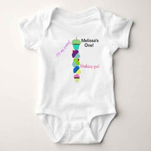 1st Birthday Colorful Cupcakes Infant Shirt