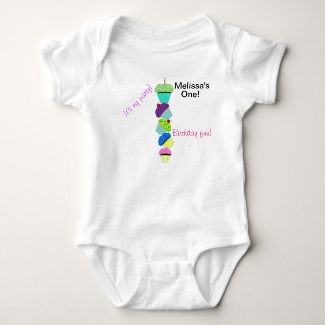 1st Birthday Colorful Cupcakes Infant Shirt (Front)